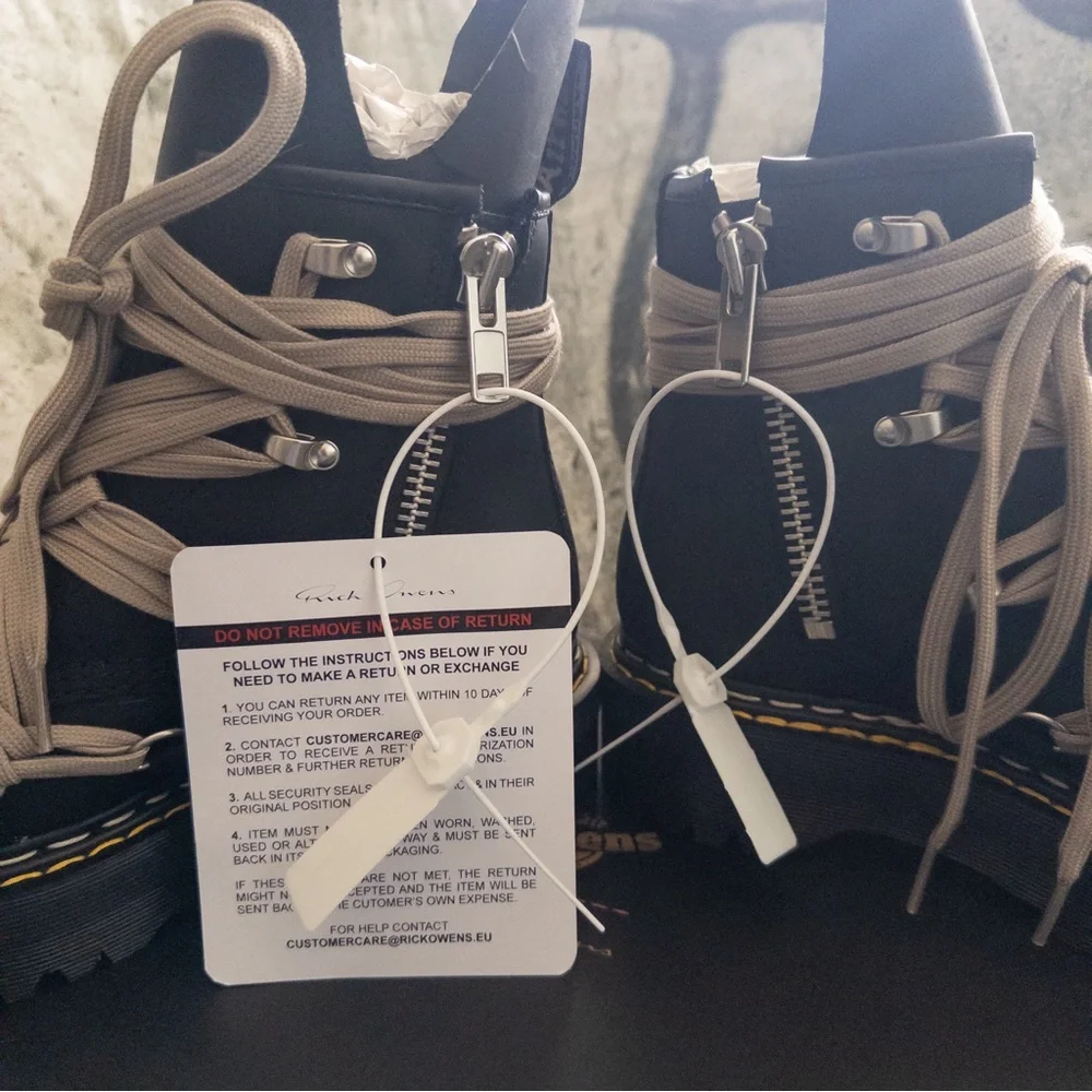 NIB Rick Owens x‎ Doc Martens 1460 Quad Sole Megalace Boot 'Black', DRKSHDW